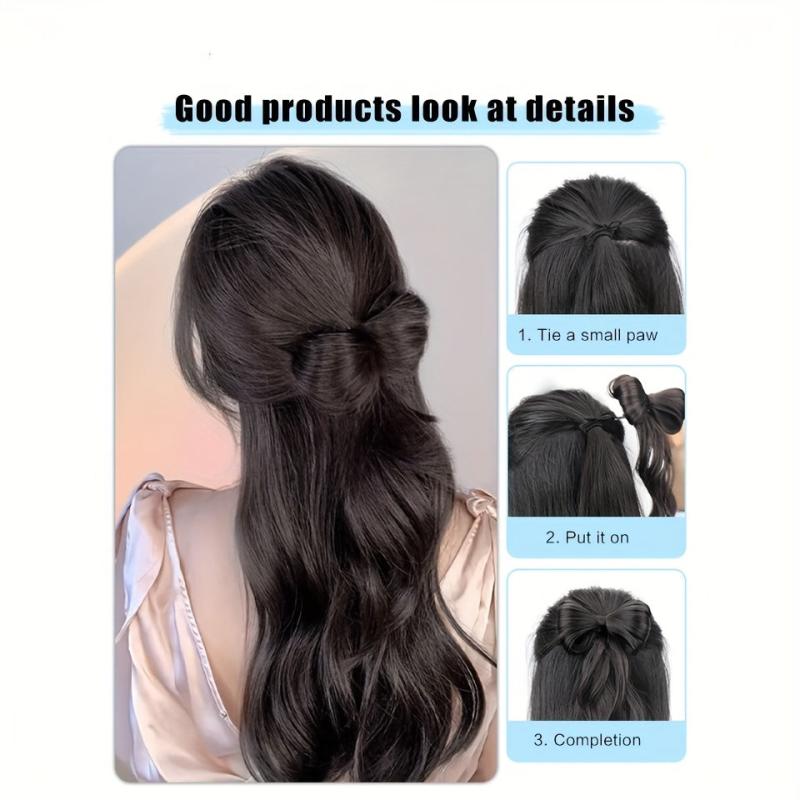 Bowknot Hair Bun Ponytail Hanfu Hair Bun Synthetic Clip In Hair Extensions