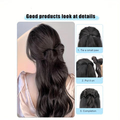 Bowknot Hair Bun Ponytail Hanfu Hair Bun Synthetic Clip In Hair Extensions
