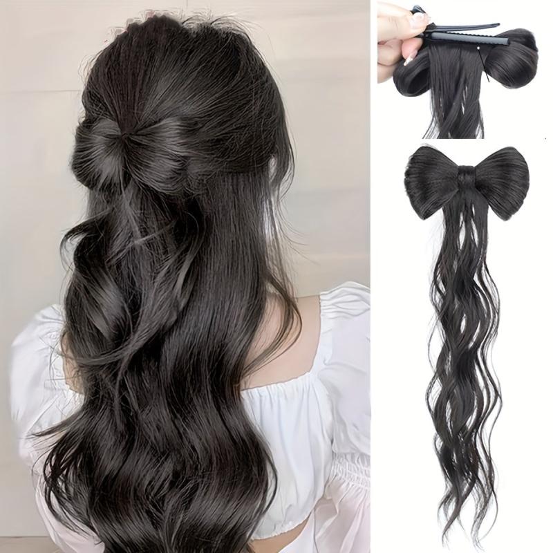 Bowknot Hair Bun Ponytail Hanfu Hair Bun Synthetic Clip In Hair Extensions