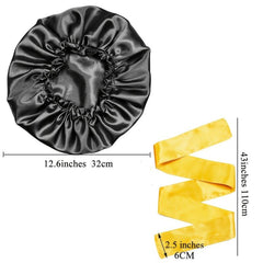 2pcs Satin Bonnet & Edge Scarf Set for Women