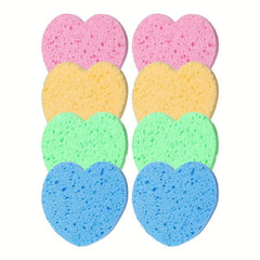 8pcs Heart Shape Natural Facial Sponges Exfoliating Pads