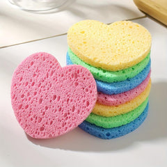 8pcs Heart Shape Natural Facial Sponges Exfoliating Pads
