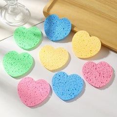 8pcs Heart Shape Natural Facial Sponges Exfoliating Pads