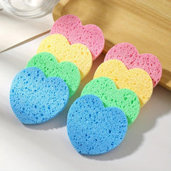 8pcs Heart Shape Natural Facial Sponges Exfoliating Pads