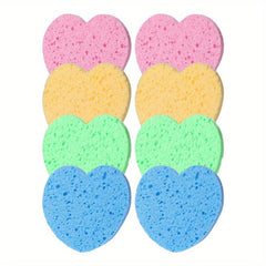 8pcs Heart Shape Natural Facial Sponges Exfoliating Pads