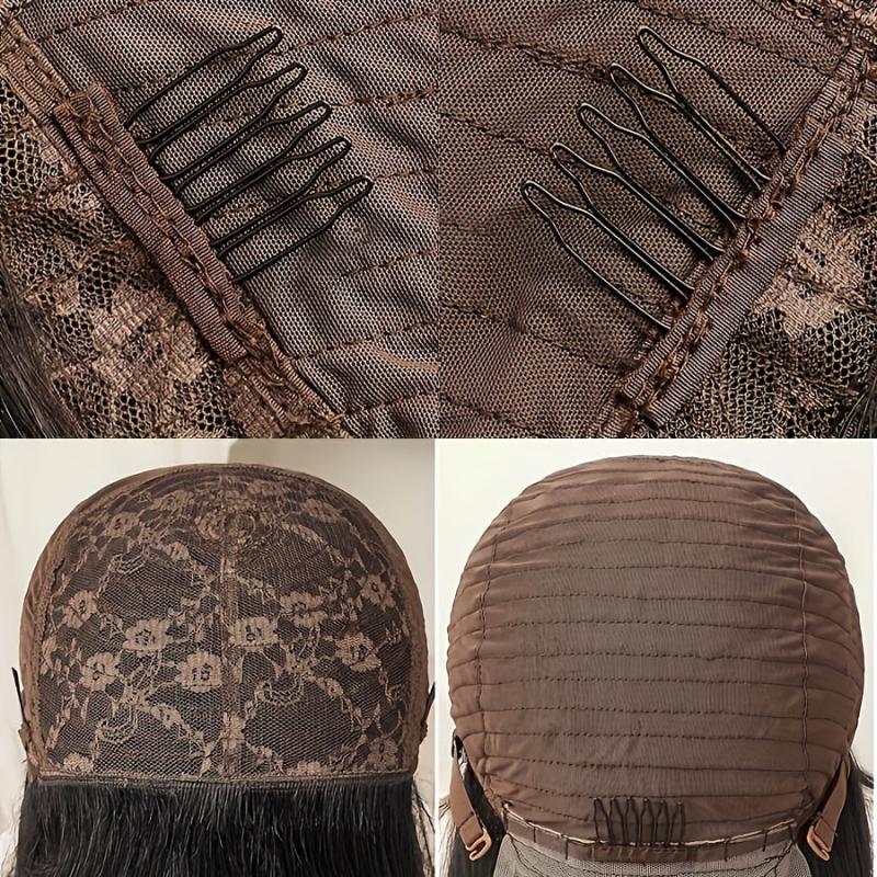2 Brown Short Bob Wig with Bangs, Human Hair, Glueless Full Machine Wig