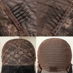 2 Brown Short Bob Wig with Bangs, Human Hair, Glueless Full Machine Wig