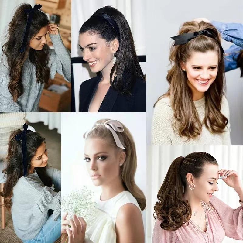 60 96 Cm Long Water Wave Ponytail Extensions Synthetic Fiber Hiar Extensions