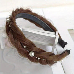 Natural Brown Air Bangs Wig with Braid Headband