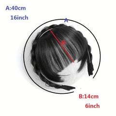 Natural Brown Air Bangs Wig with Braid Headband