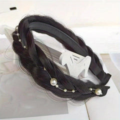 Natural Brown Air Bangs Wig with Braid Headband