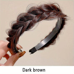 Natural Brown Air Bangs Wig with Braid Headband