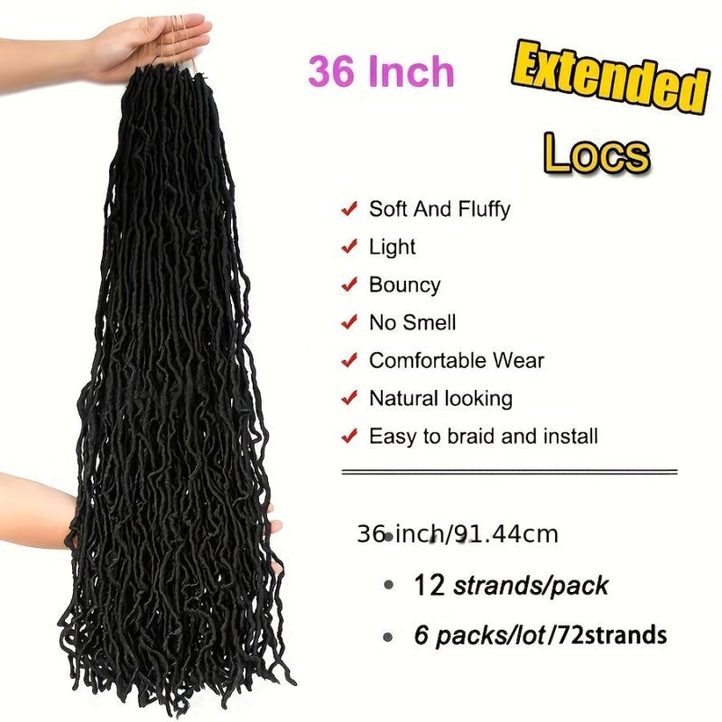 6pack Faux Locs Crochet Hair Extensions Soft Locs Curly Wavy Braids