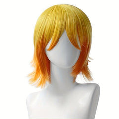 Ombre Yellow Layered Short Wig with Bangs Synthetic Wig Anime Cosplay Wig