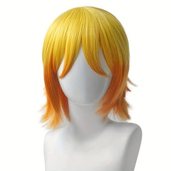 Ombre Yellow Layered Short Wig with Bangs Synthetic Wig Anime Cosplay Wig