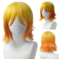 Ombre Yellow Layered Short Wig with Bangs Synthetic Wig Anime Cosplay Wig