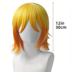 Ombre Yellow Layered Short Wig with Bangs Synthetic Wig Anime Cosplay Wig