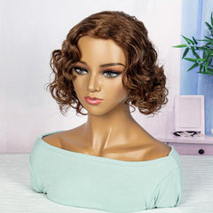 Synthetic Brown Curly Short Wig For Women Natural Look Daily Use