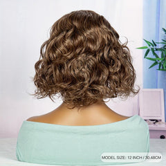 Synthetic Brown Curly Short Wig For Women Natural Look Daily Use