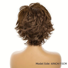 Dark Brown Mixed Blonde Short Pixie Cut Wigs for Women
