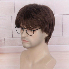Men's Ombre Curly Wig 25.4cm Synthetic Hair Replacement Wigs for Daily Party Use