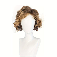 Men's Ombre Curly Wig 25.4cm Synthetic Hair Replacement Wigs for Daily Party Use
