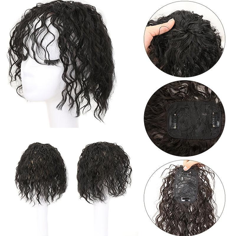 Short Corn Curly Hair Toppers With Bangs Synthetic Clip In Toppers