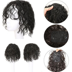 Short Corn Curly Hair Toppers With Bangs Synthetic Clip In Toppers