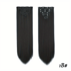 Brown Golden Mixed Colors Synthetic Hair Extensions Clip In 7 Pcs Set