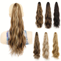 Long Curly Wavy Claw Ponytail Clip In Hair Extensions Natural Look Daily Use
