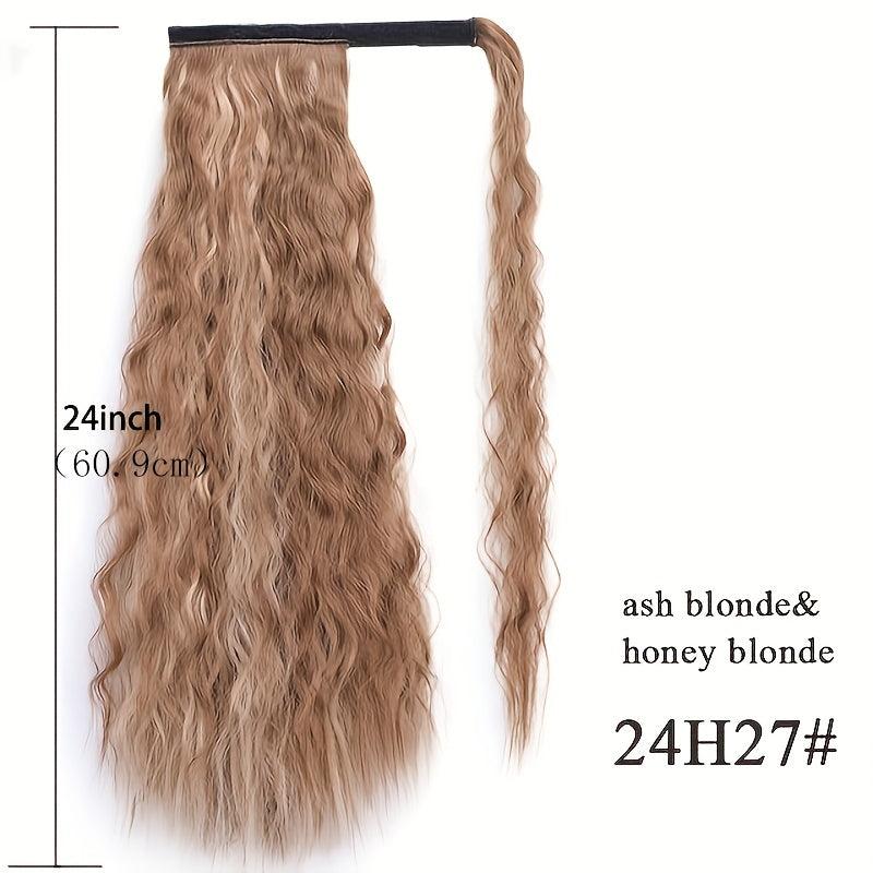 Long Wave Ponytail Wrap Around Synthetic Ponytail Curly Wave Clip In Hairpiece