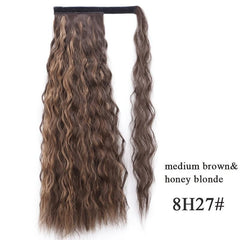 Long Wave Ponytail Wrap Around Synthetic Ponytail Curly Wave Clip In Hairpiece