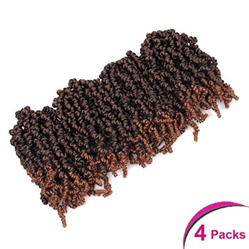 4Packs 10inch Pretwisted Spring Twist Crochet Hair Extension Short Curly Braids