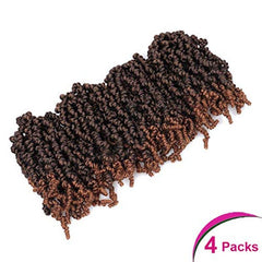 4Packs 10inch Pretwisted Spring Twist Crochet Hair Extension Short Curly Braids