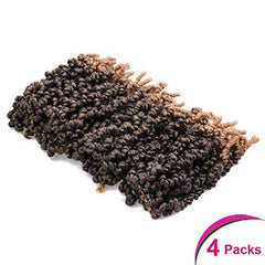 4Packs 10inch Pretwisted Spring Twist Crochet Hair Extension Short Curly Braids