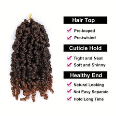 4Packs 10inch Pretwisted Spring Twist Crochet Hair Extension Short Curly Braids