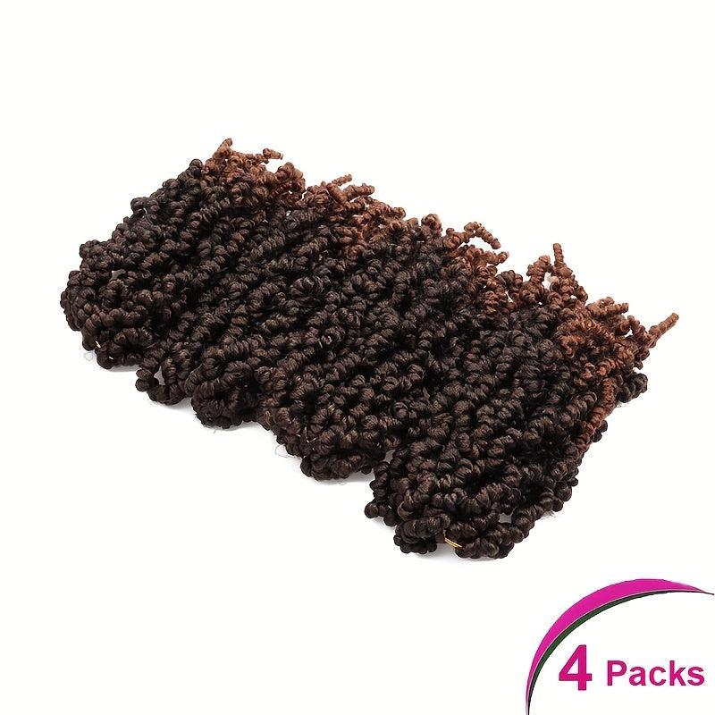 4Packs 10inch Pretwisted Spring Twist Crochet Hair Extension Short Curly Braids