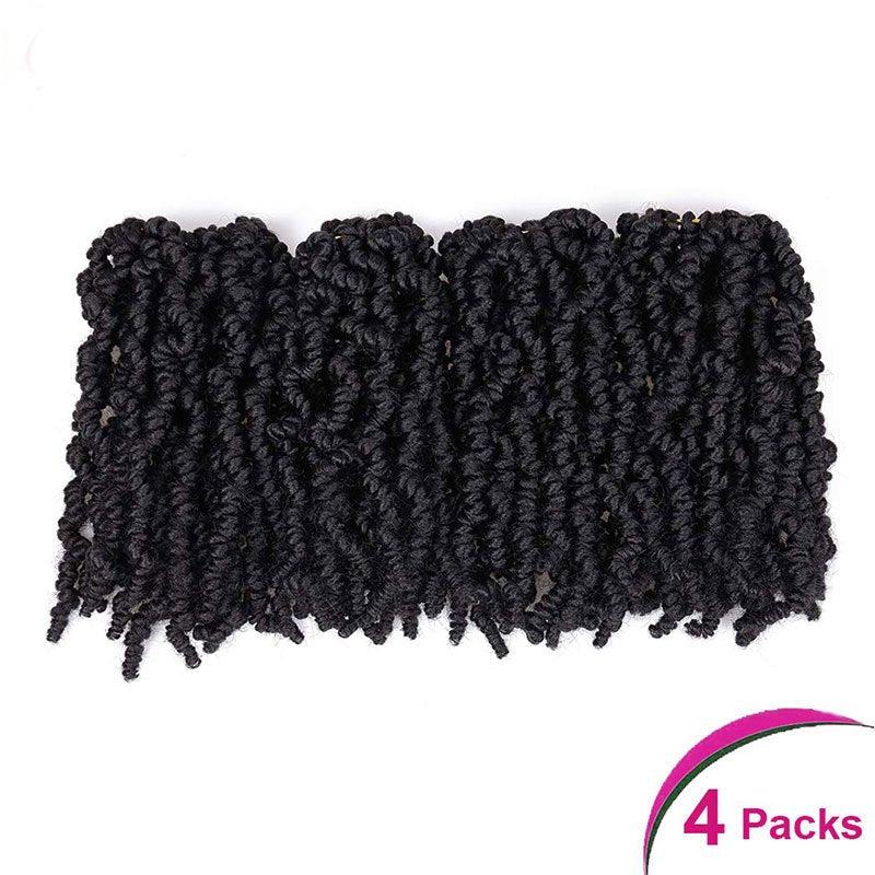 4Packs 10inch Pretwisted Spring Twist Crochet Hair Extension Short Curly Braids