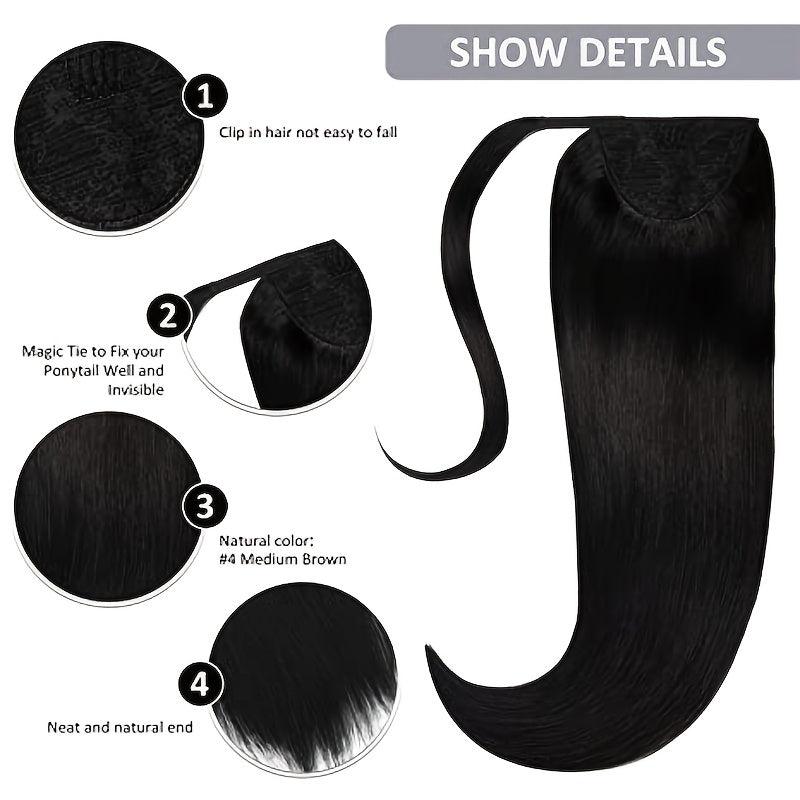 Natural Straight Ponytail Extension Clip In Hairpiece