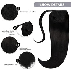 Natural Straight Ponytail Extension Clip In Hairpiece
