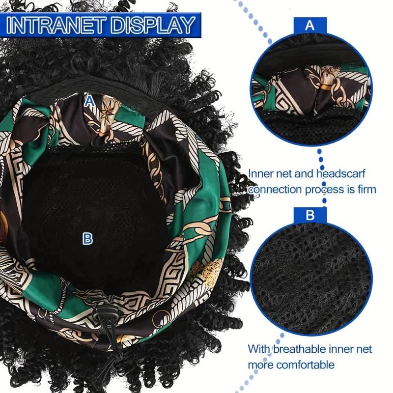 Short Afro Kinky Curly Headband Wig for Women Synthetic Hair 15-24 cm