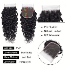 4x4 Water Wave Lace Closure 100% Human Hair Brazilian Curly Wave Closure