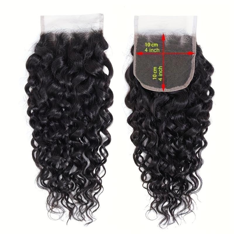 4x4 Water Wave Lace Closure 100% Human Hair Brazilian Curly Wave Closure