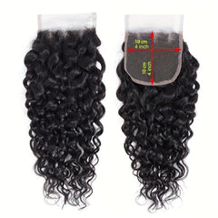 4x4 Water Wave Lace Closure 100% Human Hair Brazilian Curly Wave Closure