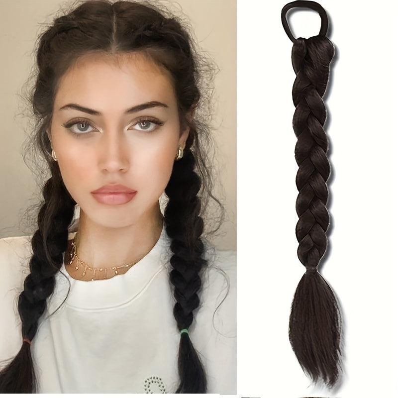 Synthetic Ponytail Extension Boxing Braids Chignon Tail 58cm Brown Braid