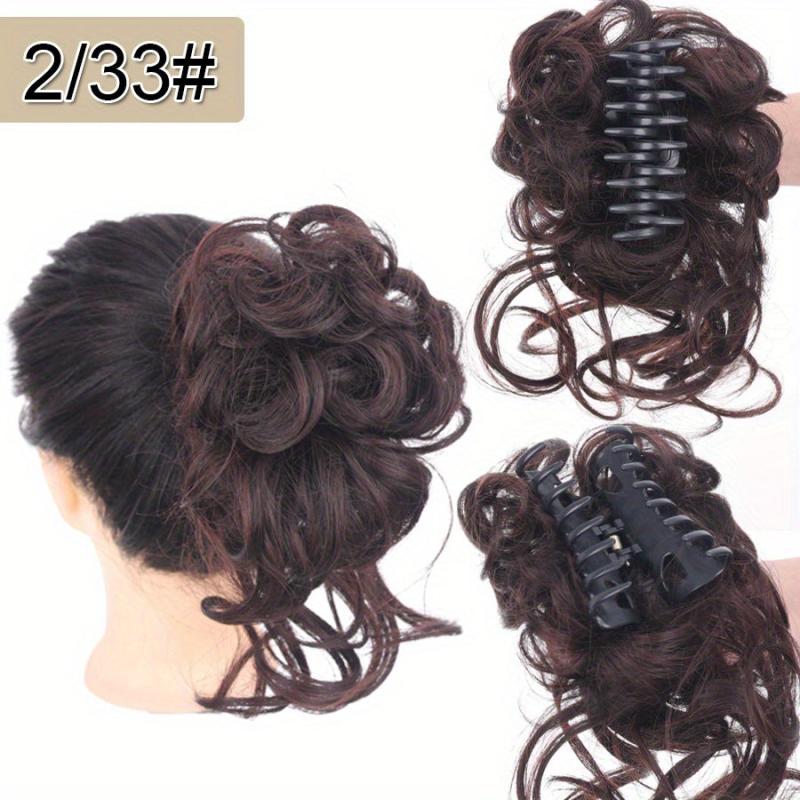 Messy Hair Bun Scrunchies Curly Wavy Chignon Extension Dark Brown