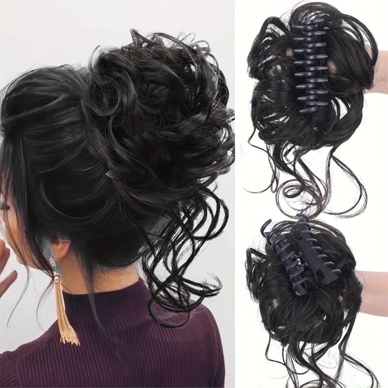 Messy Hair Bun Scrunchies Curly Wavy Chignon Extension Dark Brown