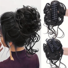 Messy Hair Bun Scrunchies Curly Wavy Chignon Extension Dark Brown