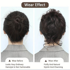 Messy Hair Bun Scrunchies Curly Wavy Chignon Extension Dark Brown