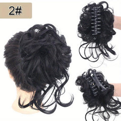 Messy Hair Bun Scrunchies Curly Wavy Chignon Extension Dark Brown